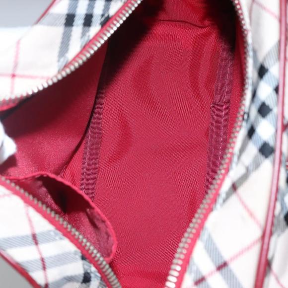 BURBERRY Nova Check Blue Label Shoulder Bag Nylon Beige Red Silver Auth BA669 - Picture 12 of 16